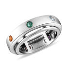 Spinning-Ring mit mehrfarbigen Edelsteinen, 925 Silber platiniert, 0,51 ct. image number 3