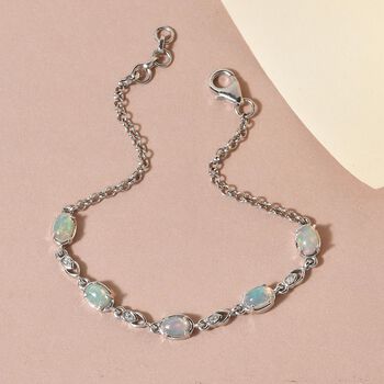 Nat&uuml;rliches, &auml;thiopisches Opal und Zirkon-Armband in Silber
