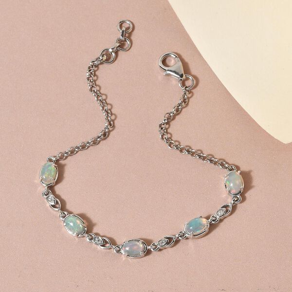 Nat&uuml;rliches, &auml;thiopisches Opal und Zirkon-Armband in Silber image number 2