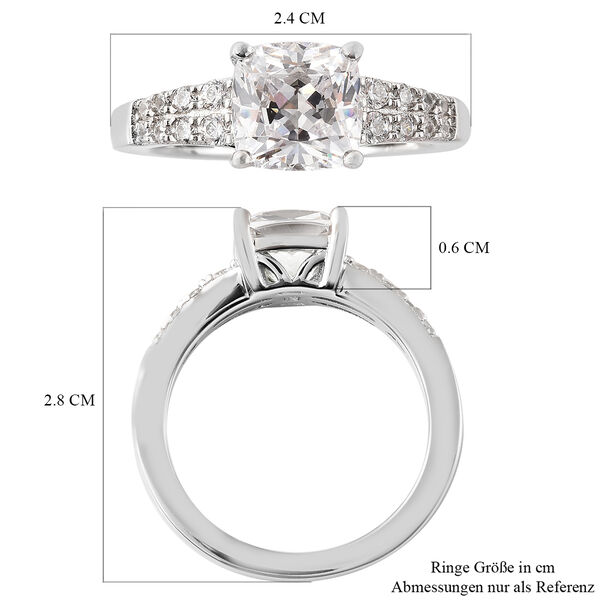 LUSTRO STELLA Hergestellt mit ZIRKONIA Halo Ring 925 Silber Rhodium-Überzug (Größe 16.00) ca. 5,17 ct image number 6