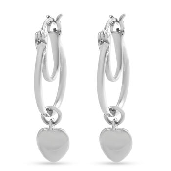 Herz Charme Ohrringe 925 Silber platiniert