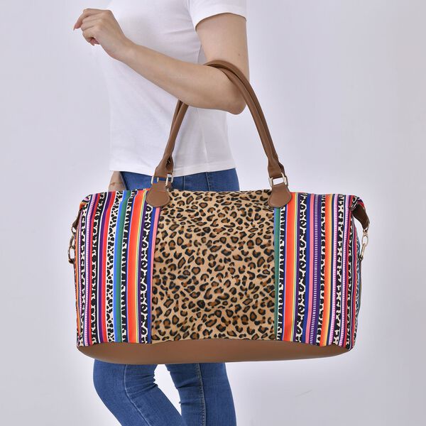 Reise-Tasche im Leopardenmuster mit Mehrfarbigen Streifen image number 3