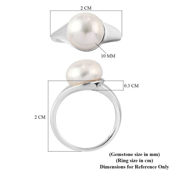 S&uuml;&szlig;wasser Perle Solit&auml;r Ring 925 Silber platiniert image number 3