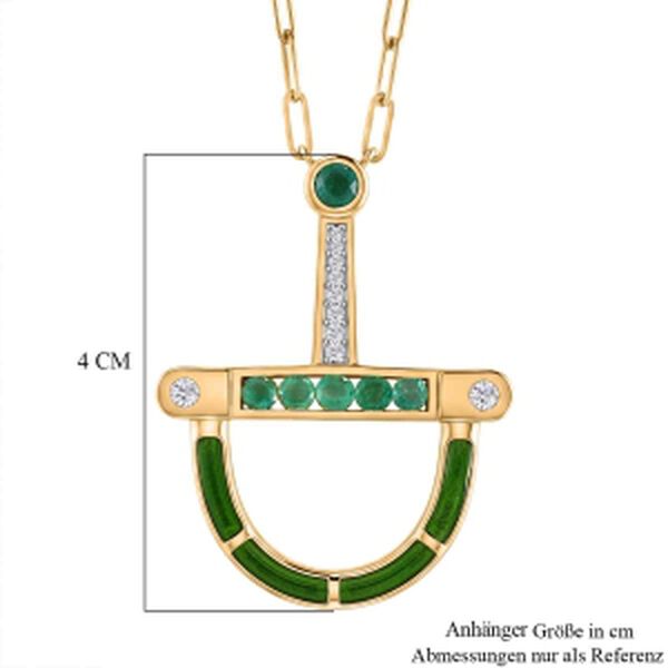 D'Joy AAA Kagem Sambischer Smaragd Halskette ca. 50 cm 925 Silber 750 Gelbgold vermeil (10-15 Werktage Lieferzeit) ca. 0.59 ct image number 6