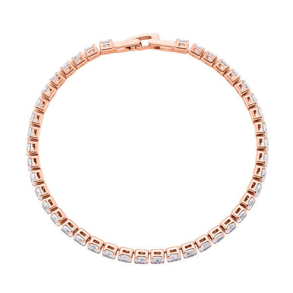 Weißer Zirkonia Armband und Ohrringe, Nickelfreies Messing rosévergoldet image number 5