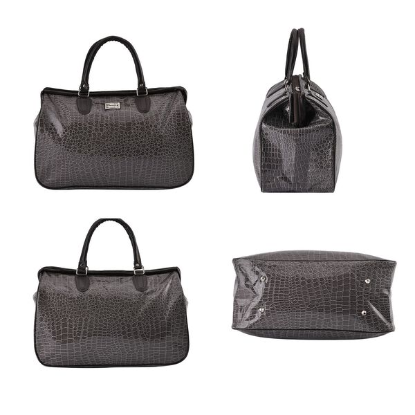 Weekender Reisetasche, 45x33x22cm, Krokodilmuster, Grau image number 4