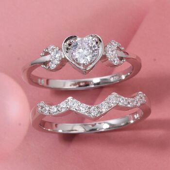 LUSTRO STELLA 2er-Set wei&szlig;er Zirkonia Ring