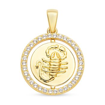 Wei&szlig;er Zirkon Skorpion-Anh&auml;nger, 925 Silber vergoldet ca. 0,64 ct