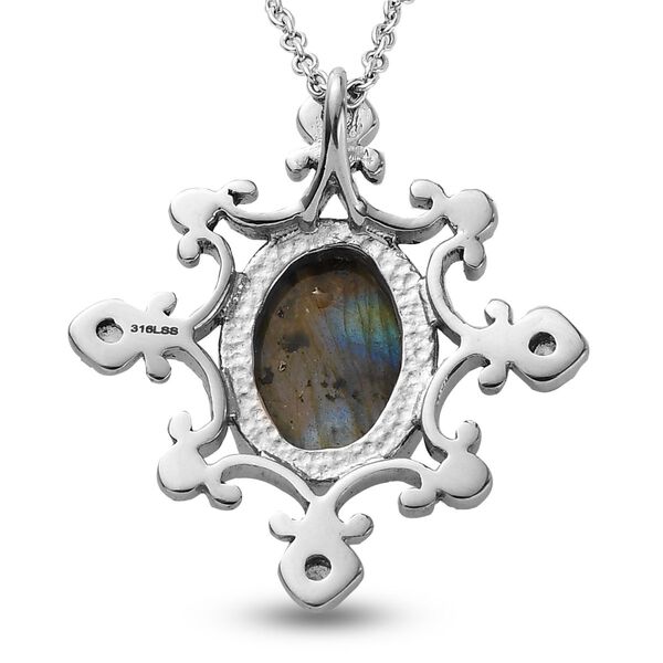 Labradorit und Zirkon Anh&auml;nger mit 50cm Kette - 6,88 ct. image number 5