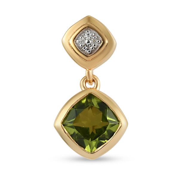Nat&uuml;rlicher Peridot und Zirkon-Anh&auml;nger, 925 Silber vergoldet ca. 1,55 ct