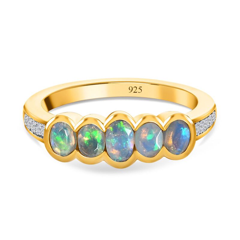 Natürlicher, äthiopischer Welo Opal Ring, 925 Silber Gelbgold Vermeil (Größe 19.00) ca. 1.20 ct image number 0
