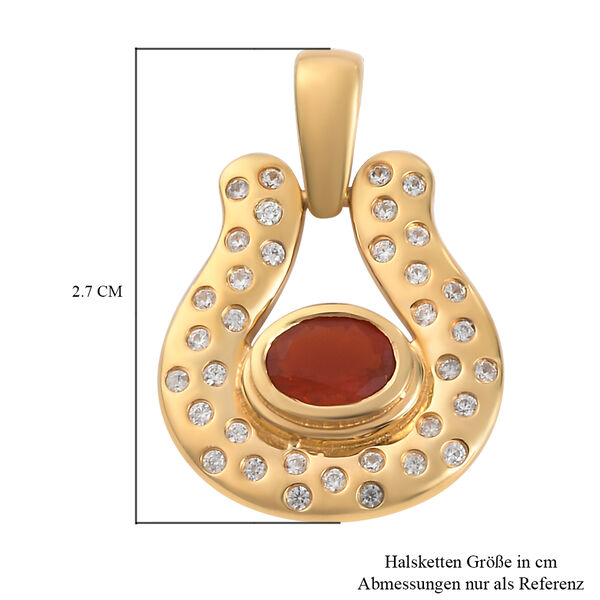 Mexikanischer Kirschfeuer-Opal und Zirkon-Anh&auml;nger in Silber image number 6
