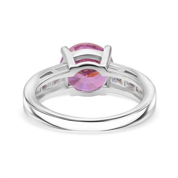 Lustro Stella Rosa Saphir-Farbener Zirkonia, Wei&szlig;er Zirkonia Ring 925 Silber rhodiniert (Gr&ouml;&szlig;e 17.00) image number 5