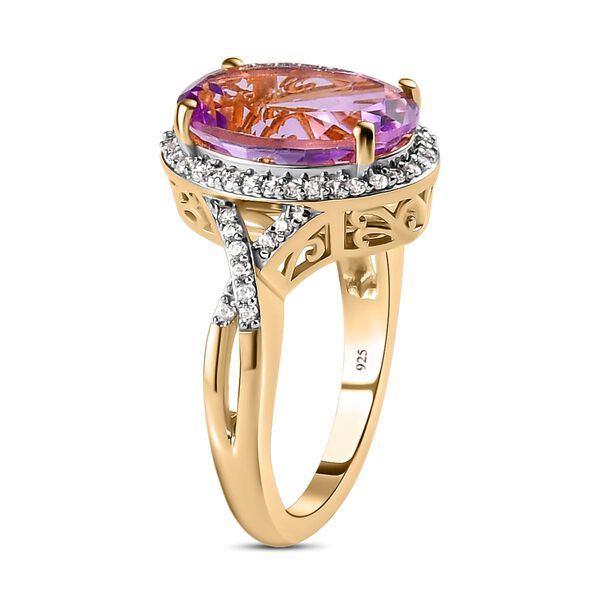 Rose De France Amethyst und weißer Zirkon-Ring, 925 Silber vergoldet  ca. 5,51 ct image number 5