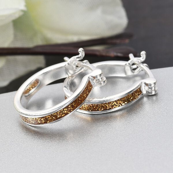 Orange emailliert Creolen 925 Silber image number 2