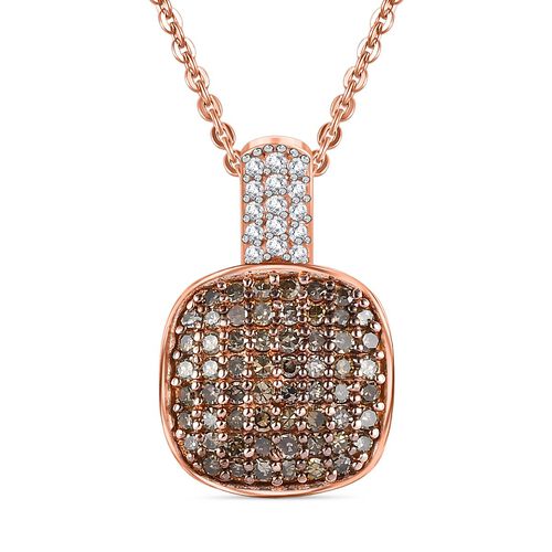 Natürlicher Champagner Diamant Anhänger mit Kette, 925 Silber Roségold Vermeil ca. 0.50 ct image number 0