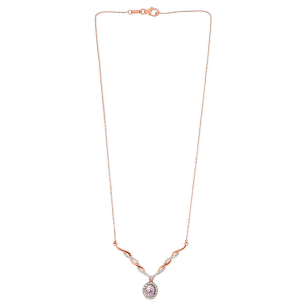 AA Martha Rocha Kunzit und weiße Zirkon-Halskette, ca. 45 cm, 925 Silber Roségold Vermeil ca. 2.64 ct image number 5