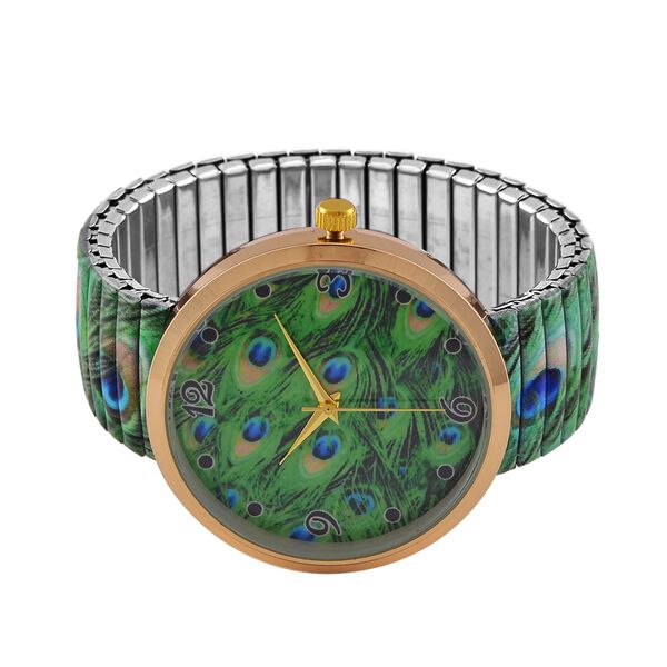 STRADA - Japanisches Uhrwerk, Flexible Uhr, Pfau Muster image number 5