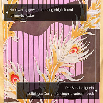 LA MAREY - 100% Maulbeeren-Seidenschal, Chiffon, 55x170 cm, Pfau