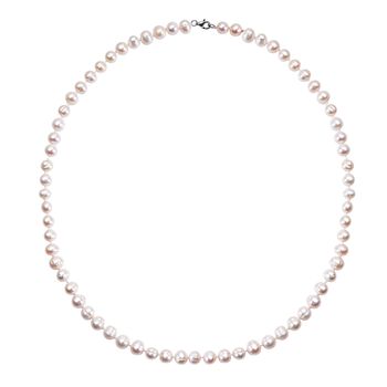 Wei&szlig;e S&uuml;&szlig;wasserperlen-Halskette, ca. 50 cm, 925 Silber rhodiniert