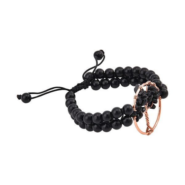 Schwarzes Glasachat Armband, ca. 15.25 cm, Messing  ca. 69.00 ct image number 2