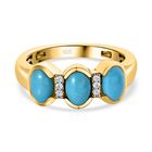 Amerikanischer, nat&uuml;rlicher Sleeping Beauty T&uuml;rkis, wei&szlig;er Zirkon Ring, 925 Silber vergoldet (Gr&ouml;&szlig;e 20.00) ca. 1.55 ct