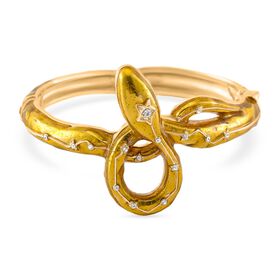 Golden emaillierter weißer Kristall-Armreif, 18cm