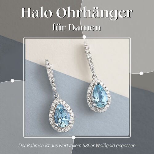 Santa Maria Aquamarin und Diamant Ohrhänger in 585 Weißgold - 2,05 ct. image number 1