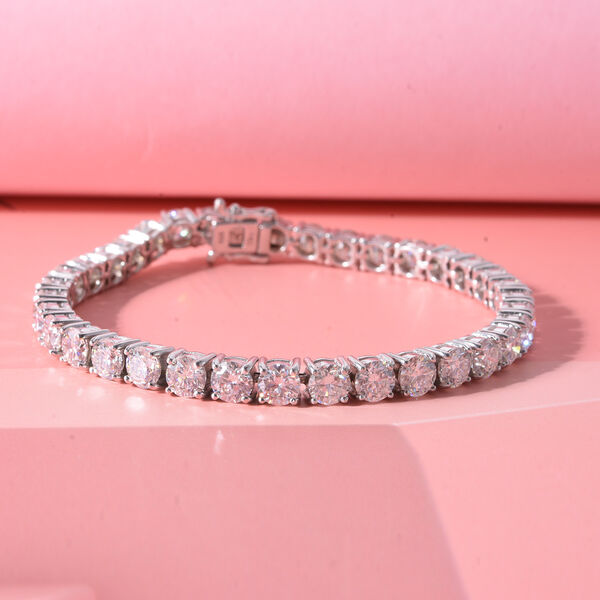 D'Joy Moissanit (Rund) Armband ca. 18 cm 925 Silber Rhodiniert ca. 16.54 ct image number 1