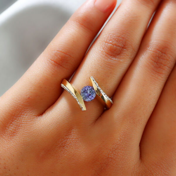 Tansanit und Zirkon-Ring, 925 Silber vergoldet  ca. 1,28 ct image number 3