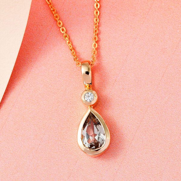 AAA Turkizit und weißer Zirkon-Anhänger mit Kette, 50 cm - 0,87 ct. image number 3