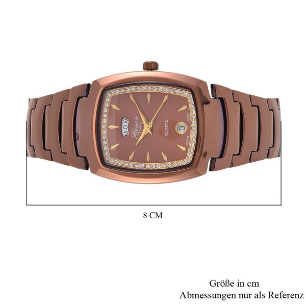 GENOA  - Eleganz Uhr mit Mond- und Wochenanzeige, Japanisches Uhrwerk und Weißem Kristallzifferblatt, Reiner Edelstahl, 20 cm image number 8