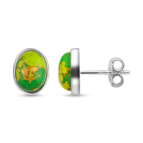 Grüne Mojave-Türkis Ohrringe, 925 Silber ca. 2,44 ct image number 0