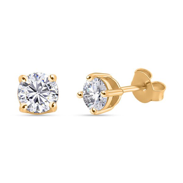 RADIANTA GRA zertifiziert Moissanit (D-VVS) Ohrringe 925 Silber 750 Gelbgold Vermeil ca. 0.89 ct image number 0