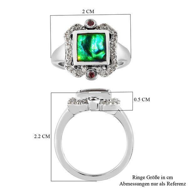 Ammolit, Zirkon und Rhodolith Granat Ring - 1,90 ct. image number 7