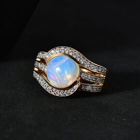 Natürlicher, äthiopischer Welo Opal und Zirkon Ring - 3,15 ct.