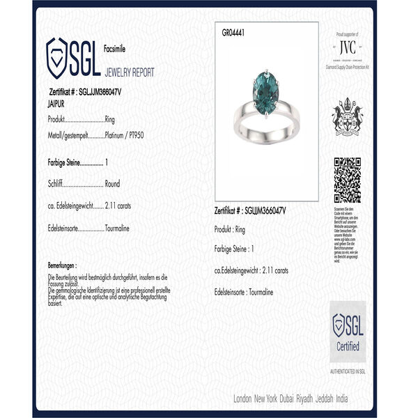 Rhapsody AAAA Pirineu Lagunen Turmalin Ring 950 Platin (Größe 17.00) ca. 2.11 ct image number 8