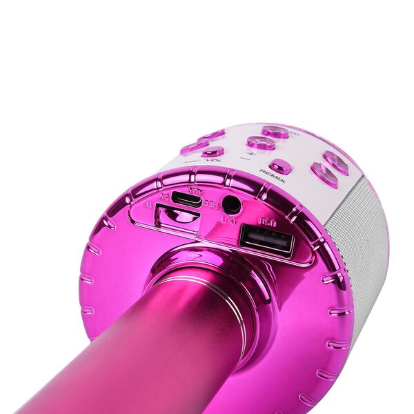 Multifunktions Karaoke Mikrofon und Bluetooth Lautsprecher mit sprachgesteuerten LED - Lichter und Sound - Echo, Rosa image number 10