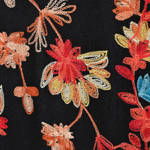 Bestickter Schal mit Fransen, Schwarz image number 3