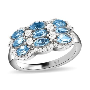 Santamaria Aquamarin und  Zirkon Ring, ca. 1,97 ct