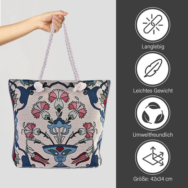 Jacquard gewebte Jute-Tasche, Suzani rot image number 6