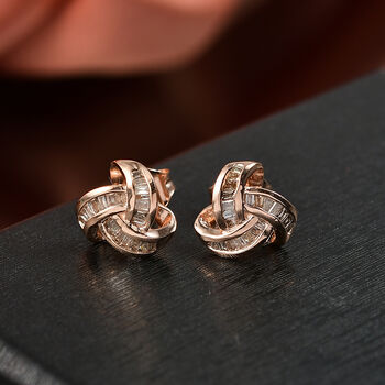 Liebesknoten Champagner Diamant Ohrstecker, 925 Silber mit Ros&eacute;gold Vermeil - 0,25 ct.