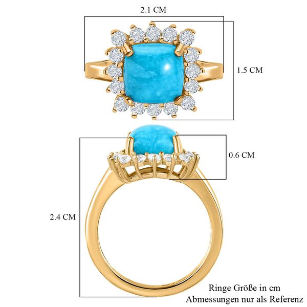 Sleeping Beauty T&uuml;rkis und Zirkon Halo Ring - 3,09 ct. image number 6