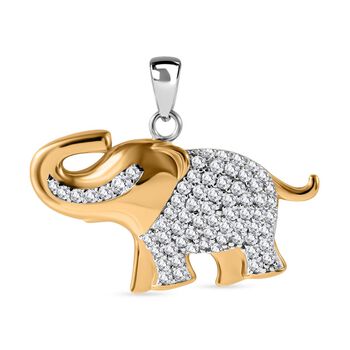 Wei&szlig;er Zirkonia Anh&auml;nger 925 Silber Zweifarbige Beschichtung