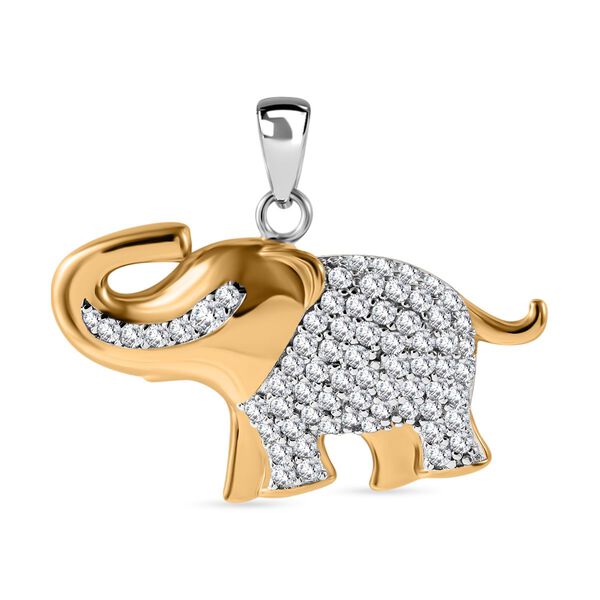 Wei&szlig;er Zirkonia Anh&auml;nger 925 Silber Zweifarbige Beschichtung