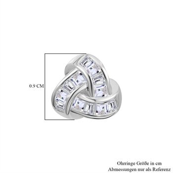 Liebesknoten wei&szlig;e Zirkonia-Ohrringe, 925 Silber rhodiniert - 2,20 ct.