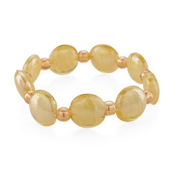 Champagner Kristall, Champagnerfarbenes Murano-Stil Glas Armband ,Flexibel