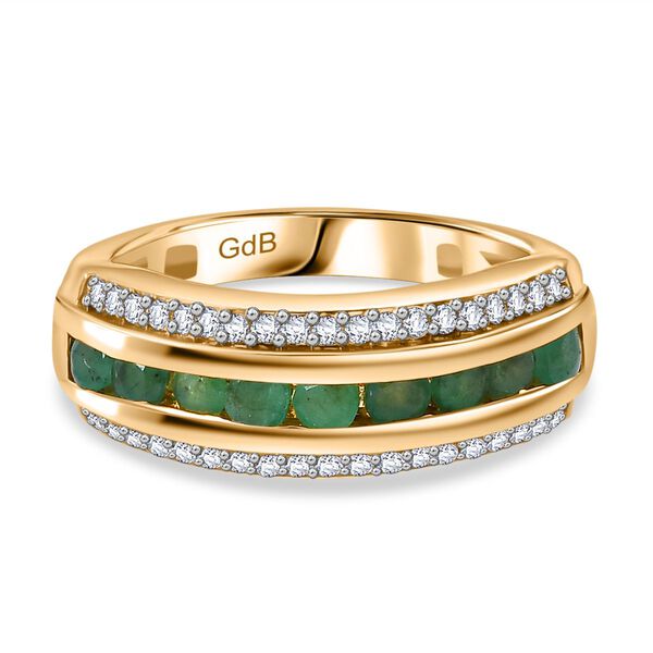 Kagem sambischer Smaragd und Zirkon Ring - 0,95 ct.