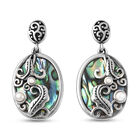 Abalone Muschel und Weiße Muschelkernperle Ohrringe Edelstahl ca. 3,40 ct