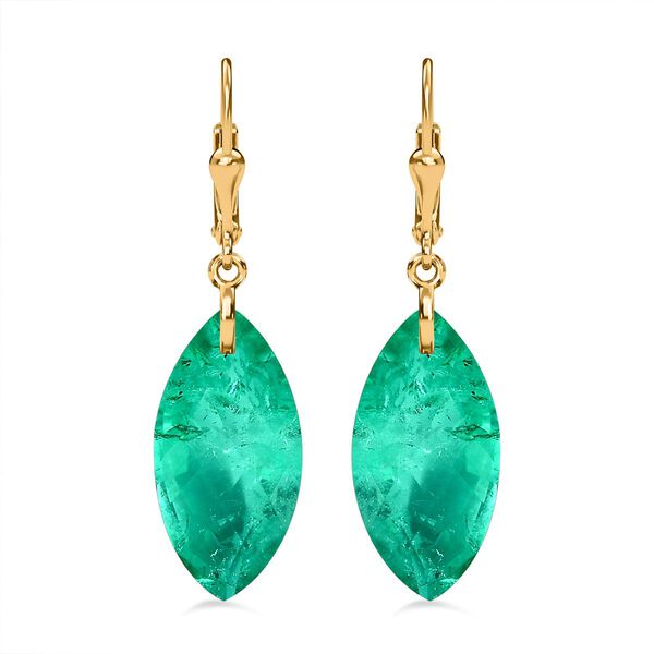 AAA Smaragd-Quarz Triplette, Ohrringe 925 Silber vergoldet ca. 27.40 ct